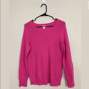 J.CREW Wool Waffle Sweater Hot Pink Fuchsia M